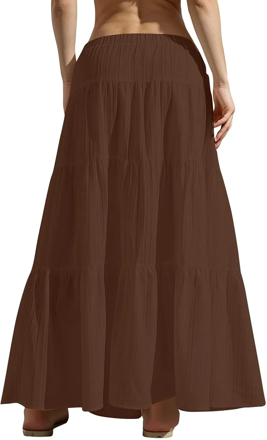 Summer Skirts for Women Y2K Cute A Line Tiered Ruffle Skirt Boho Drawstring Elastic Waist A-Line Maxi Skirt