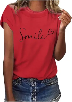 Summer Tops for Women 2025 Art Pattern Shirt Short Sleeve Crewneck Blouse Business Casual Loose Soft Shirt