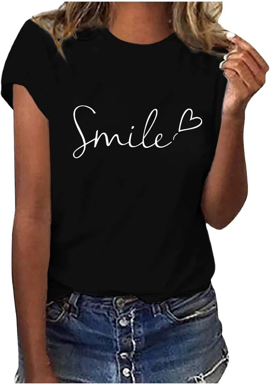 Summer Tops for Women 2025 Art Pattern Shirt Short Sleeve Crewneck Blouse Business Casual Loose Soft Shirt