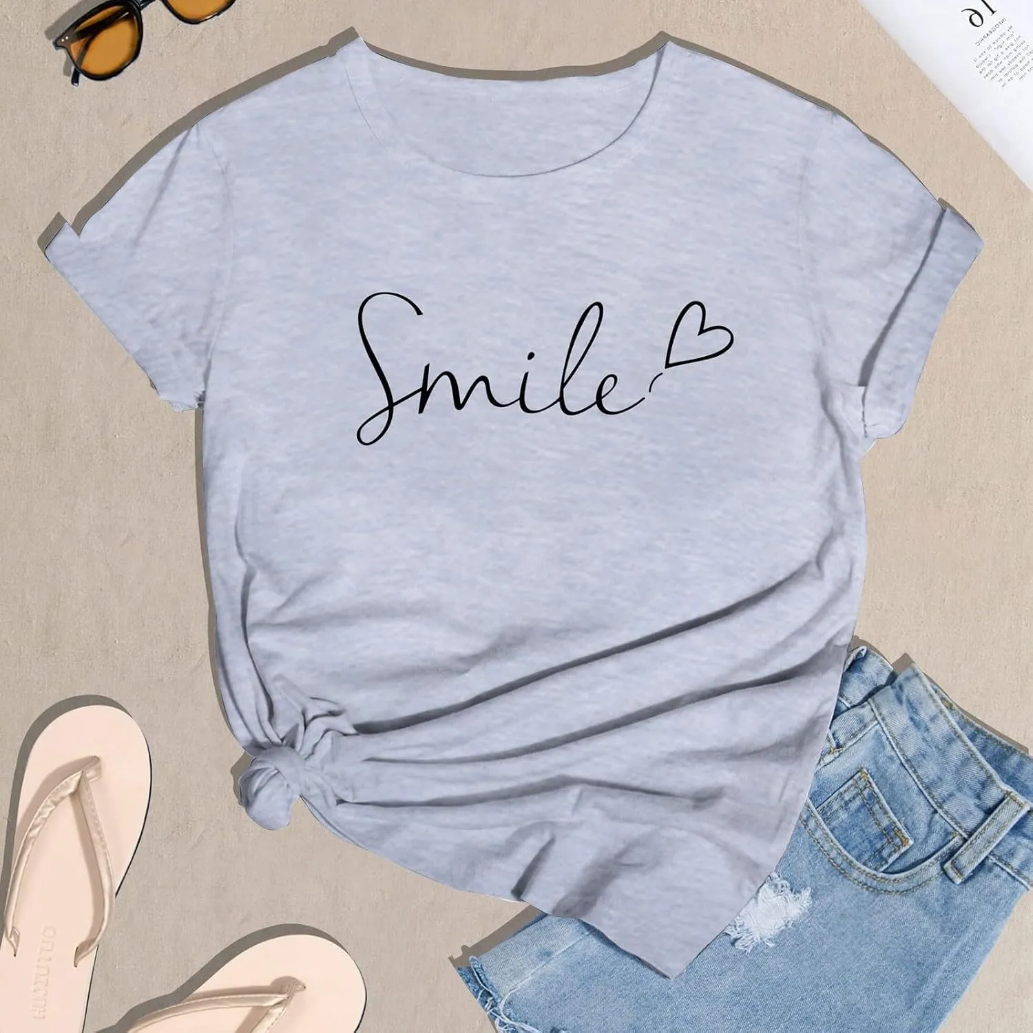 Summer Tops for Women 2025 Art Pattern Shirt Short Sleeve Crewneck Blouse Business Casual Loose Soft Shirt