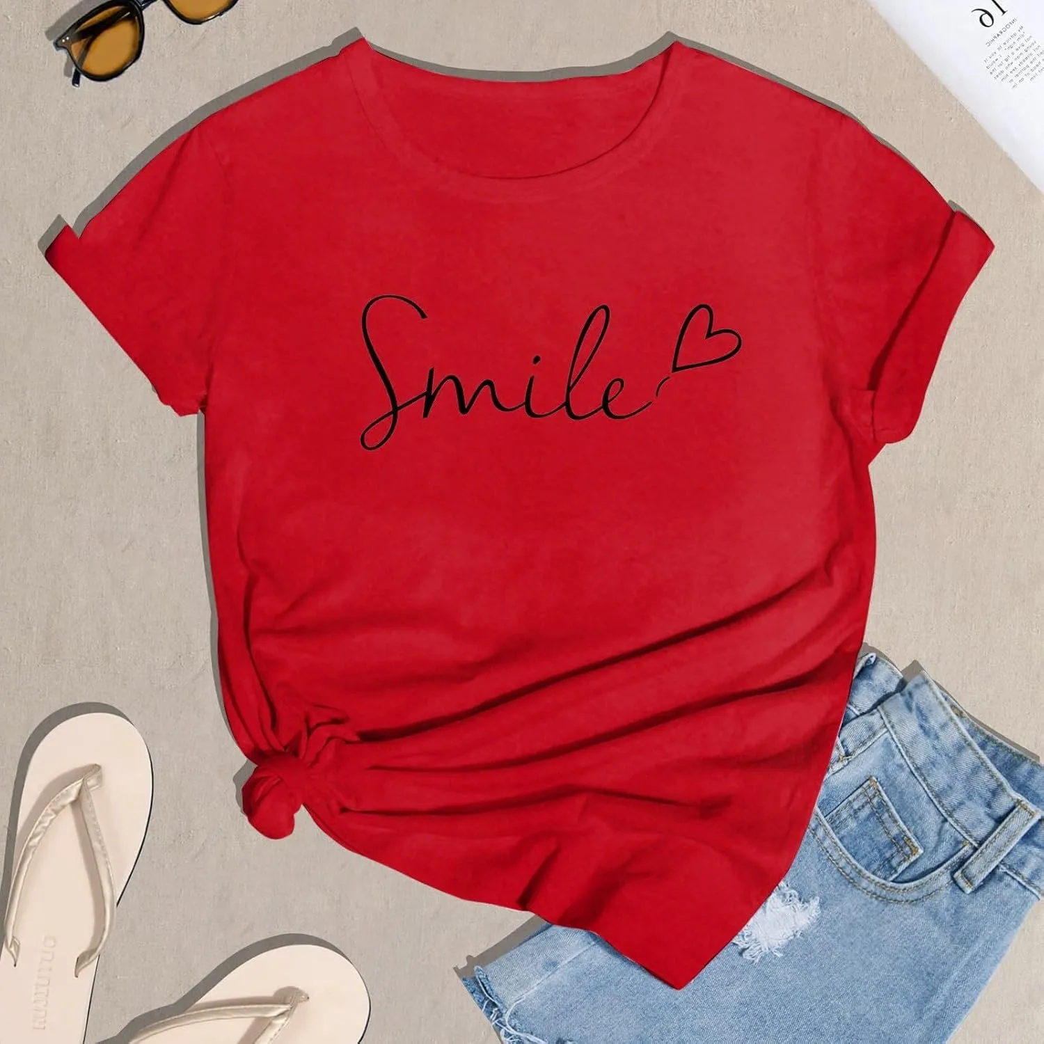 Summer Tops for Women 2025 Art Pattern Shirt Short Sleeve Crewneck Blouse Business Casual Loose Soft Shirt