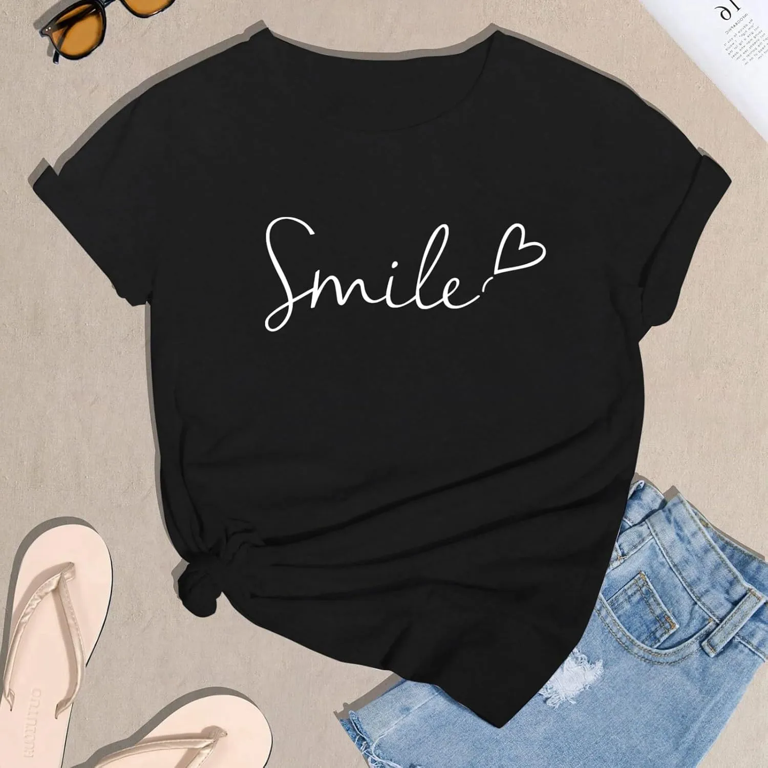 Summer Tops for Women 2025 Art Pattern Shirt Short Sleeve Crewneck Blouse Business Casual Loose Soft Shirt