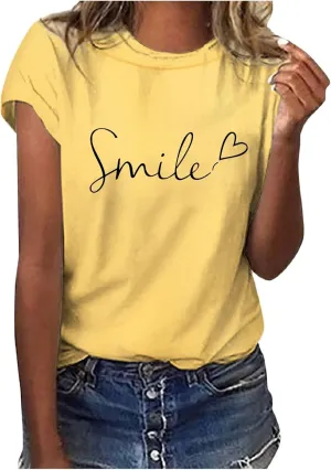 Summer Tops for Women 2025 Art Pattern Shirt Short Sleeve Crewneck Blouse Business Casual Loose Soft Shirt
