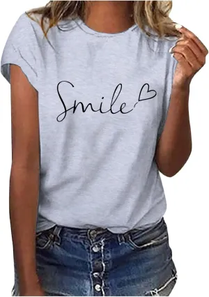 Summer Tops for Women 2025 Art Pattern Shirt Short Sleeve Crewneck Blouse Business Casual Loose Soft Shirt