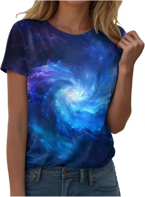 Summer Tops for Women 2025 Dressy Casual Short Sleeve Shirts Retro Cute Floral Print Tshirt Tunic Blouse