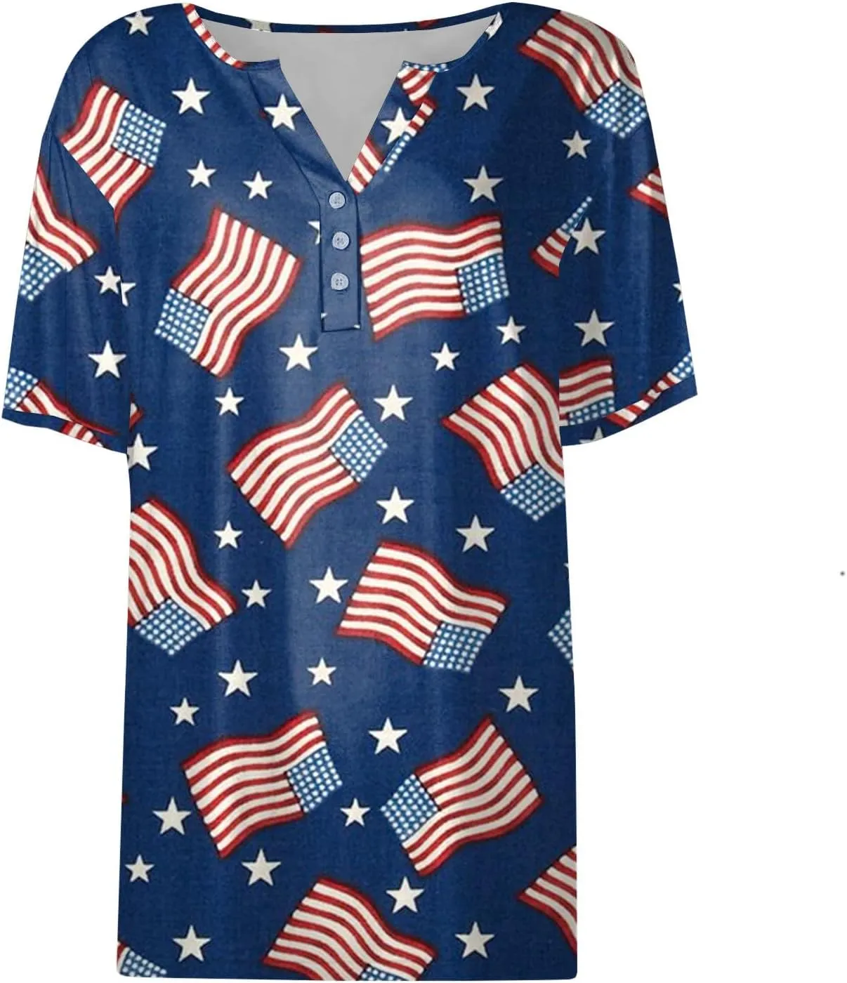 Summer Tops for Women 2025 Henley V Neck Short Sleeve Shirt Button Down Shirt Comfy Blouse Dressy Floral Printed
