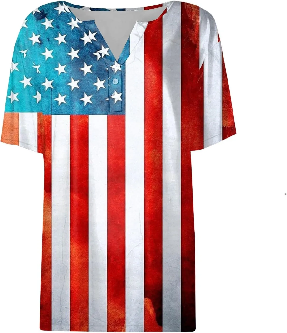 Summer Tops for Women 2025 Henley V Neck Short Sleeve Shirt Button Down Shirt Comfy Blouse Dressy Floral Printed