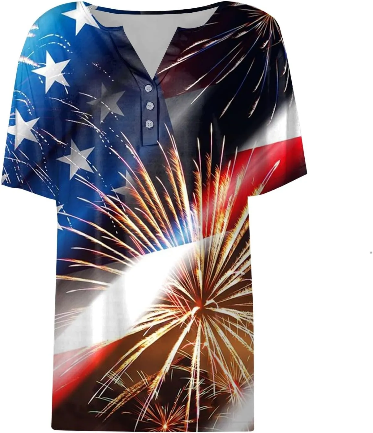 Summer Tops for Women 2025 Henley V Neck Short Sleeve Shirt Button Down Shirt Comfy Blouse Dressy Floral Printed