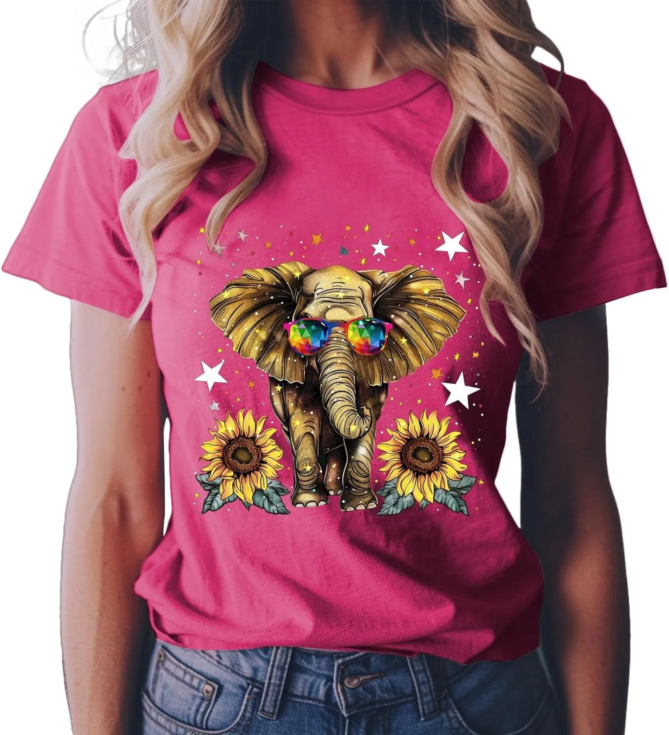 Summer Tops for Women 2025 Short Sleeve Sunflower T-Shirt Cute Funny Graphic Tee Teen Girls Casual Shirt