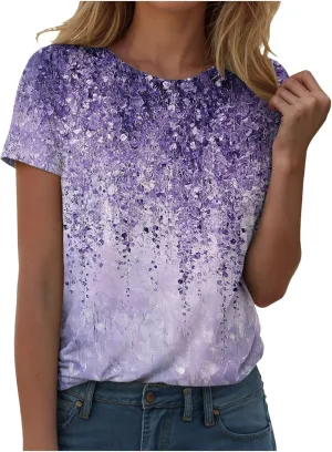 Summer Tops for Women 2025 Trendy Causal T Shirts Short Sleeve Blouses Crewneck Graphic Loose Summer Tops