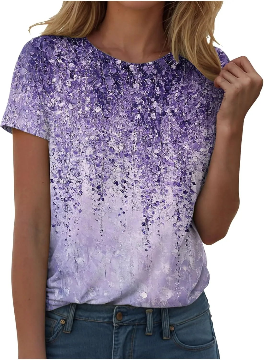 Summer Tops for Women 2025 Trendy Causal T Shirts Short Sleeve Blouses Crewneck Graphic Loose Summer Tops
