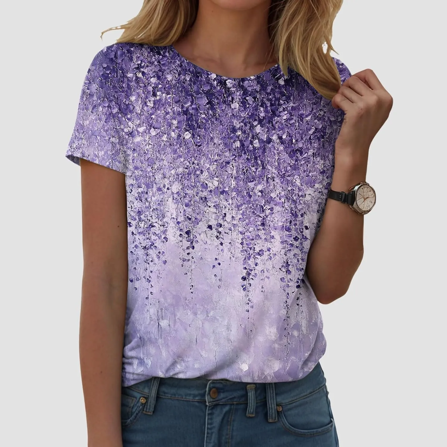 Summer Tops for Women 2025 Trendy Causal T Shirts Short Sleeve Blouses Crewneck Graphic Loose Summer Tops