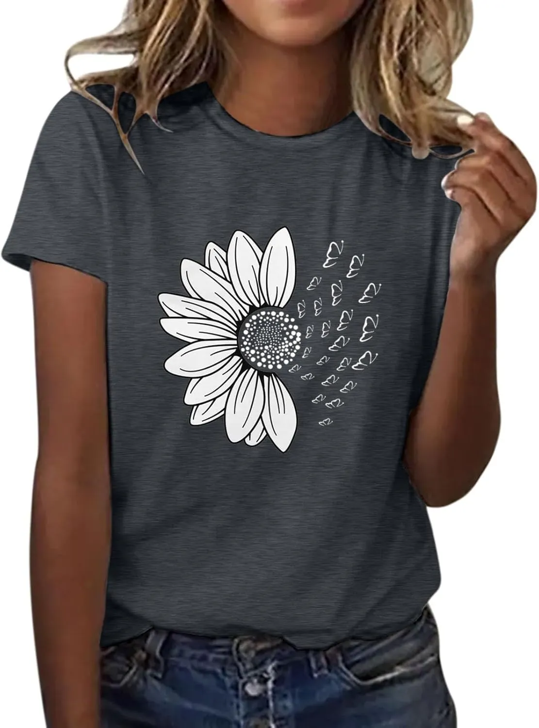 Summer Tops for Women 2025 Trendy Causal Tops Trendy Sunflower Graphic Tees Cute Garden Plant Lover Tshirts