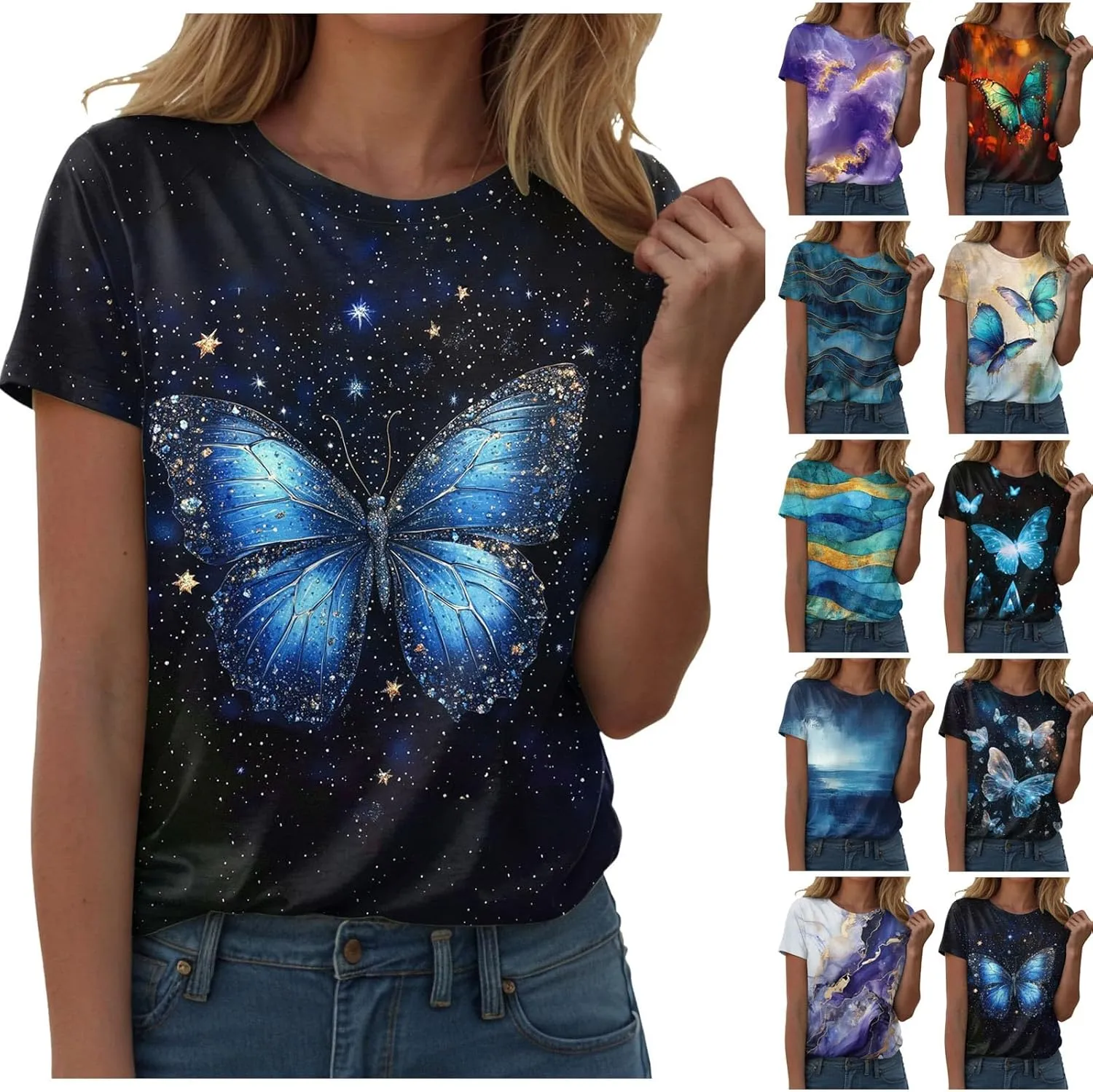 Summer Tops for Women 2025 Trendy Dressy Funny Cute Tshirt Short Sleeve Tunic Crewneck Blouses Vacation