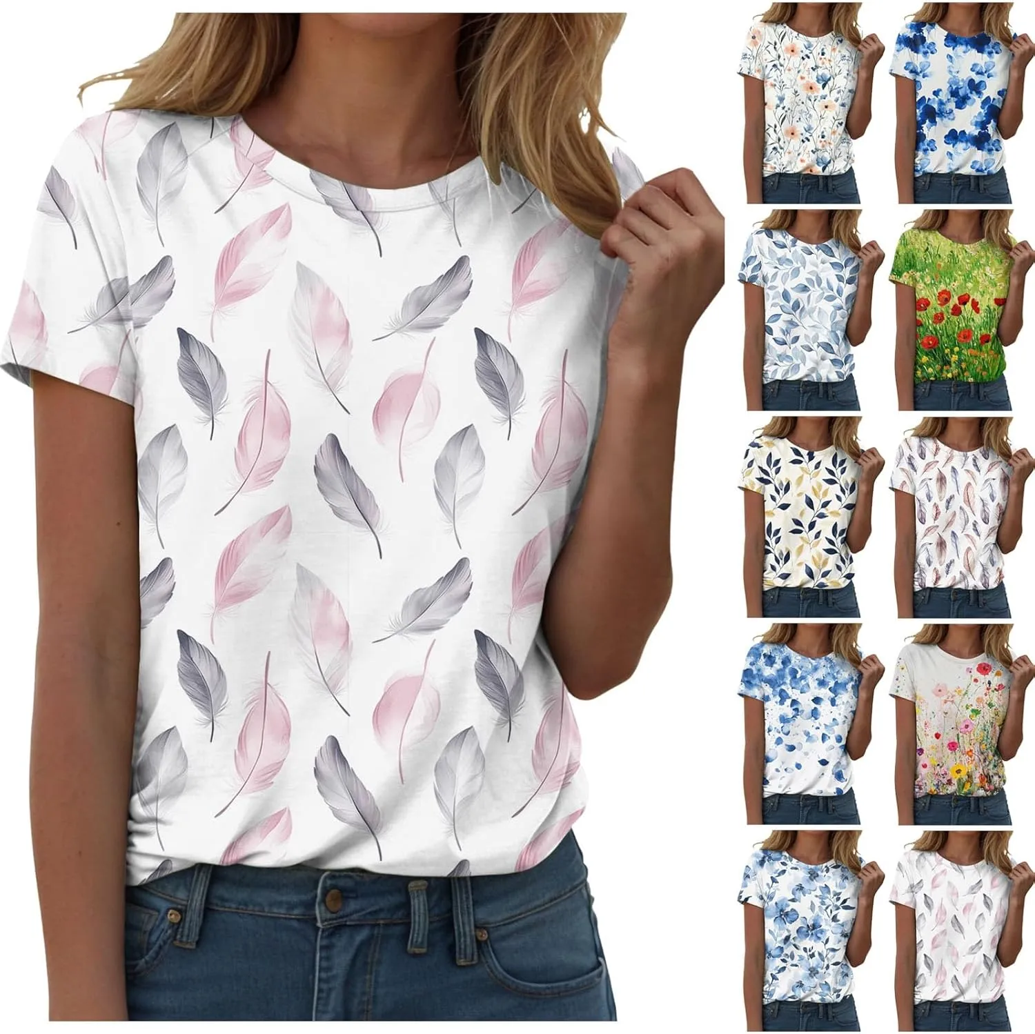 Summer Tops for Women 2025 Trendy Dressy Funny Cute Tshirt Short Sleeve Tunic Crewneck Blouses Vacation