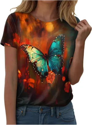 Summer Tops for Women 2025 Trendy Dressy Funny Cute Tshirt Short Sleeve Tunic Crewneck Blouses Vacation