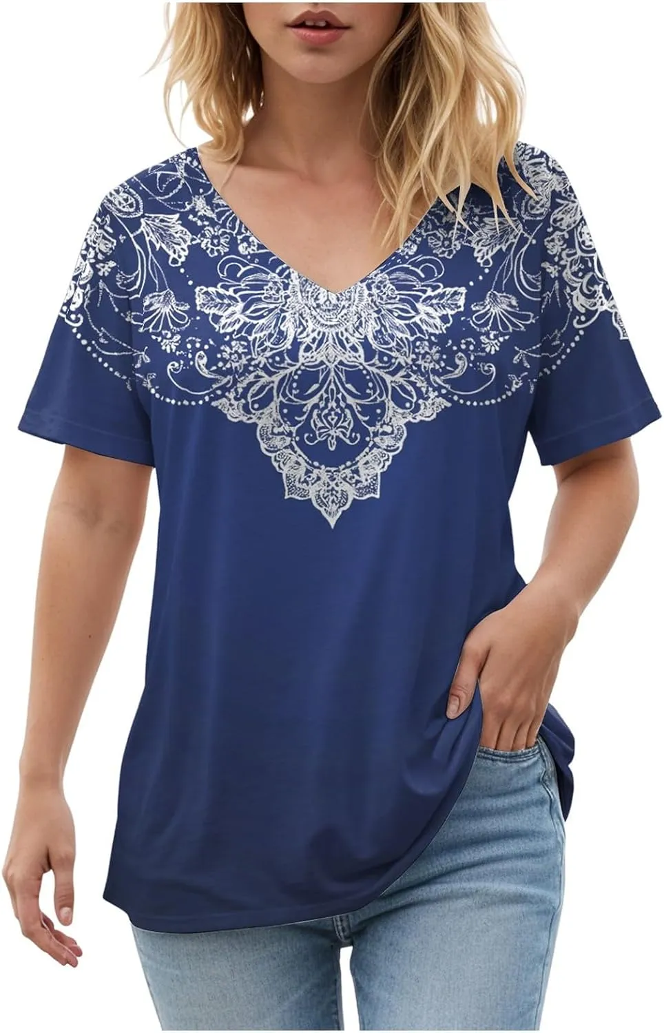 Summer Tops for Women 2025 Trendy Dressy T Shirts Short Sleeve Summer Shirts Cute V Neck Casual Blouses