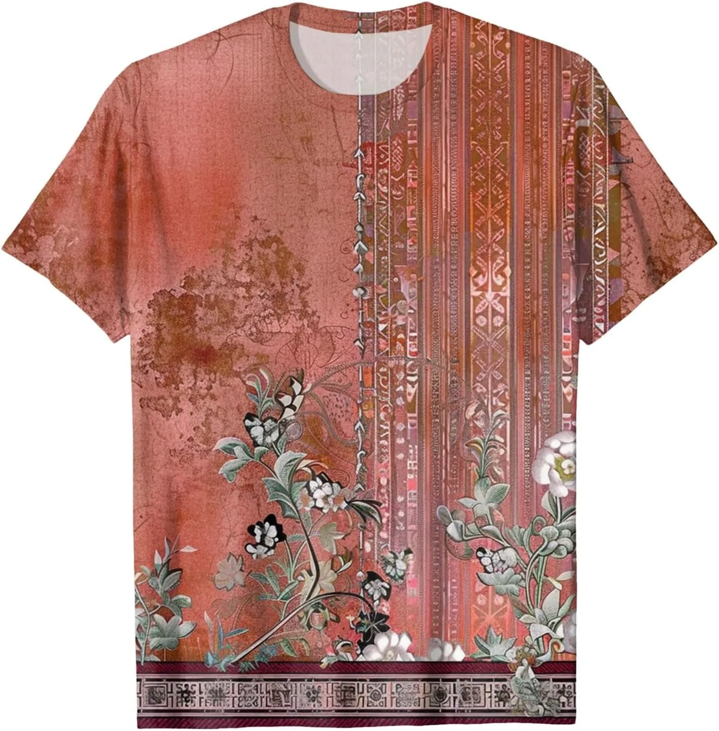 Summer Tops for Women 2025 Trendy Floral Pattern T-Shirts Crew Neck Short Sleeve Blouses Casual Loose Fit Outfits