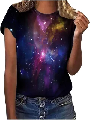 Summer Tops for Women 2025 Trendy Plus Size Short Sleeve Tshirts Shirts Casual Ladies Crew Neck Blouses