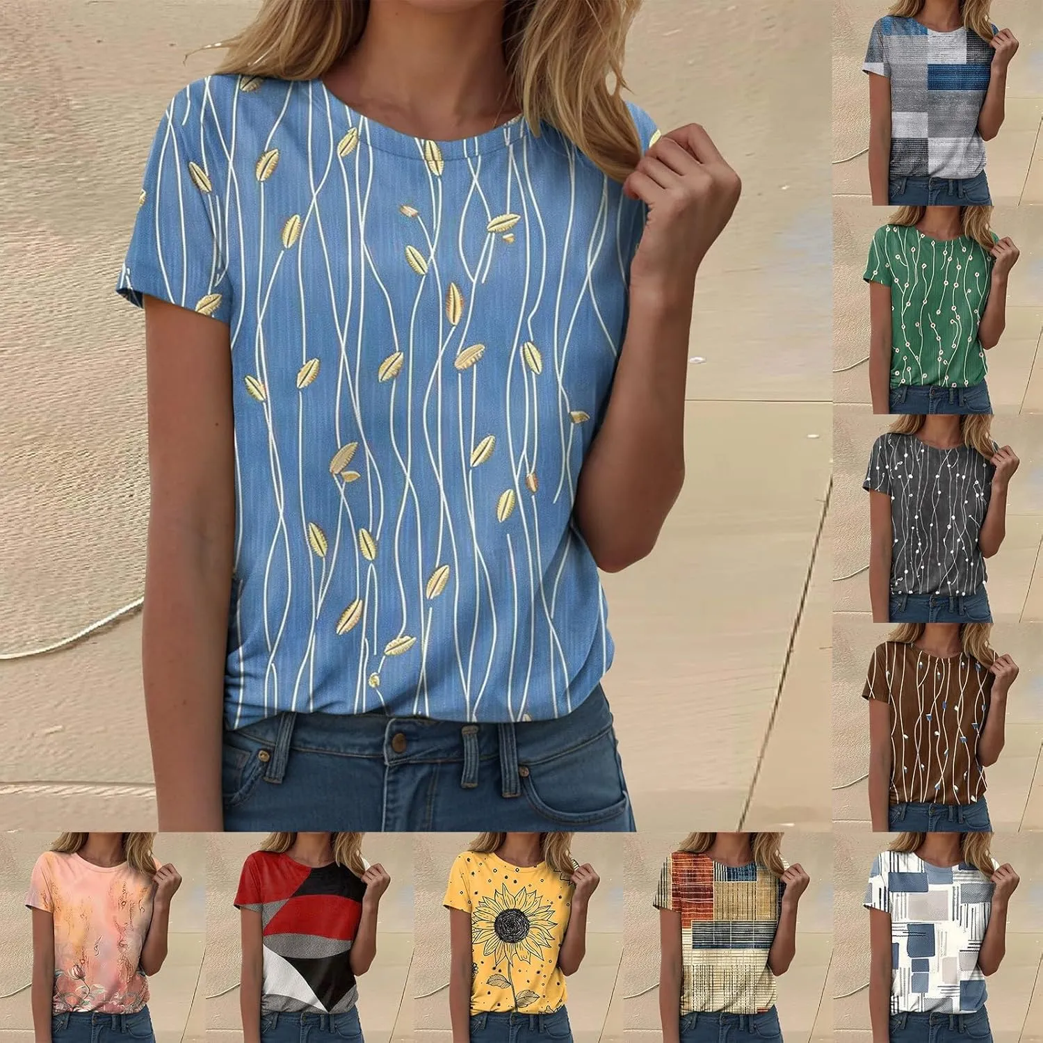 Summer Tops for Women 2025 Trendy Short Sleeve Crew Neck Tee Shirts Dressy Casual Blouses Beach Vacation