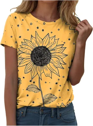 Summer Tops for Women 2025 Trendy Short Sleeve Crew Neck Tee Shirts Dressy Casual Blouses Beach Vacation