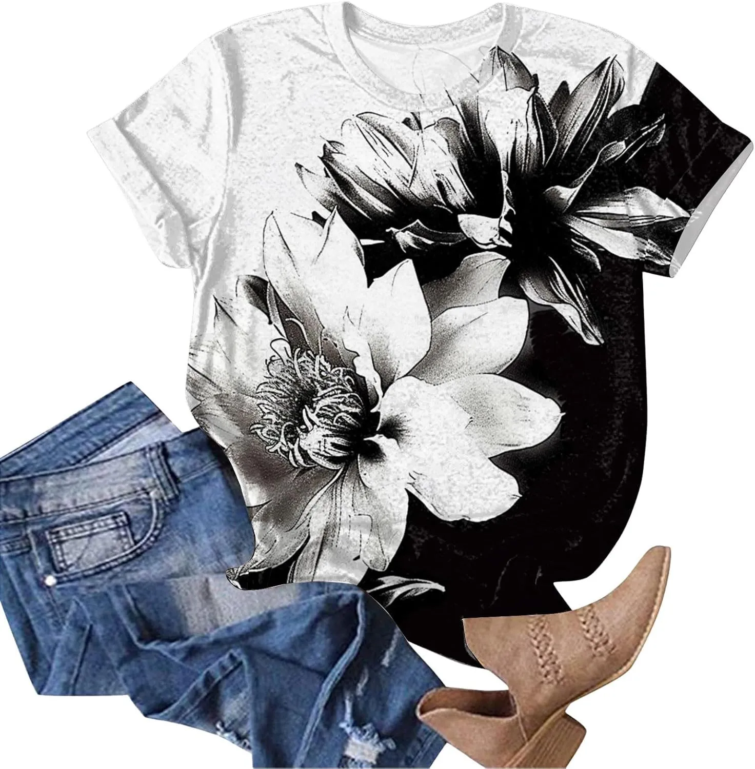 Summer Tops for Women 2025 Trendy Short Sleeve Crew Neck Tee Shirts Dressy Casual Blouses Beach Vacation