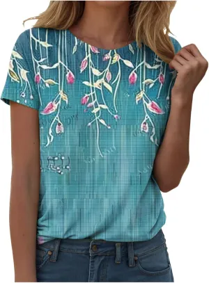 Summer Tops for Women 2025 Trendy Short Sleeve Crew Neck Tee Shirts Dressy Casual Blouses Beach Vacation