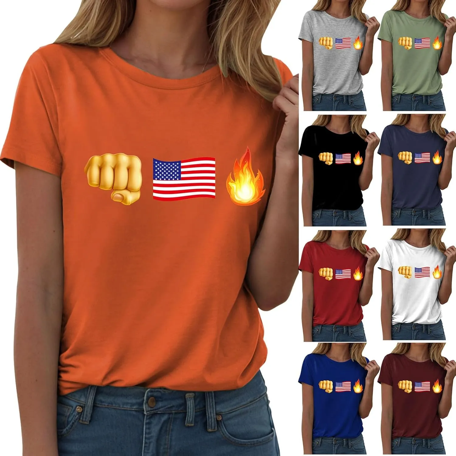 Summer Tops for Women 2025 Trendy Short Sleeve Tshirt Crew Neck Floral Print Causal Blouses Ladies Tops