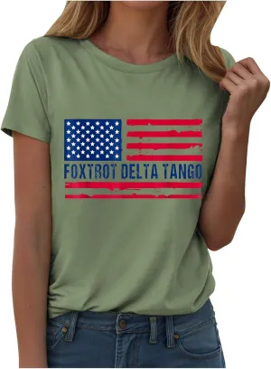 Summer Tops for Women 2025 Trendy Short Sleeve Tshirt Crew Neck Floral Print Causal Blouses Ladies Tops