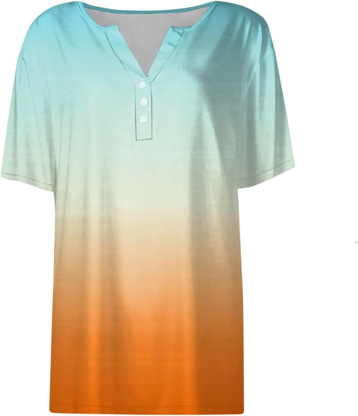 Summer Tops for Women 2025 Trendy Vacation Short Sleeve Button V Neck T Shirt Boho Casual Fashion Spring Clothes