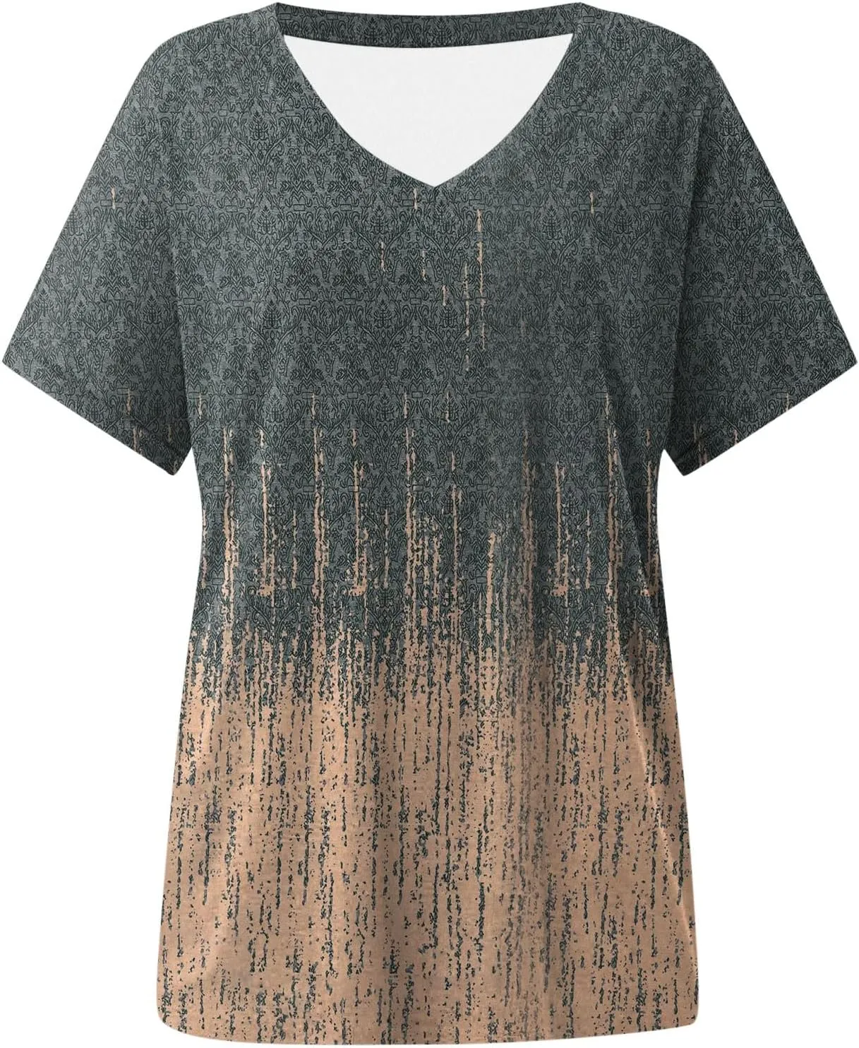 Summer Tops for Women 2025 V Neck Short Sleeve Shirts Trendy Dressy Casual Vacation Outfits Printed Shirts