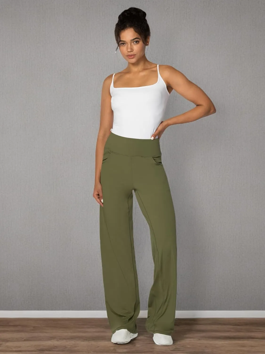 Sunzel Wide Leg Pants Women High Waist Yoga Pants with Pockets Stretch Loose Comfy Casual Lounge Sweatpants