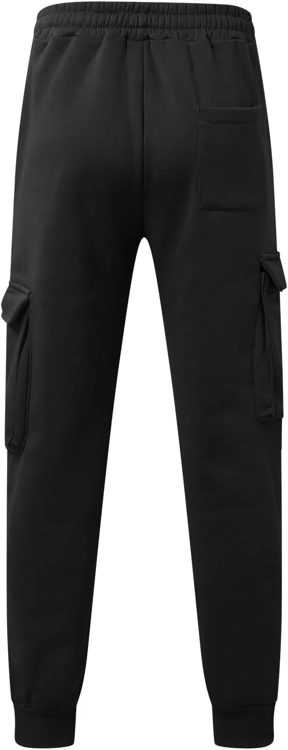 SUWBMHWE Men Cargo Pants Stretch Drawstring Elastic Waist Sweatpants Tall Regular Fit Pants Joggers Trousers with Pockets