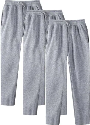 SUWBMHWE Men's Casual Baggy Sweatpants 3 Pack Trousers Heavyweight Fleece Jogger Elastic Waist Drawstring Gym Workout Pants