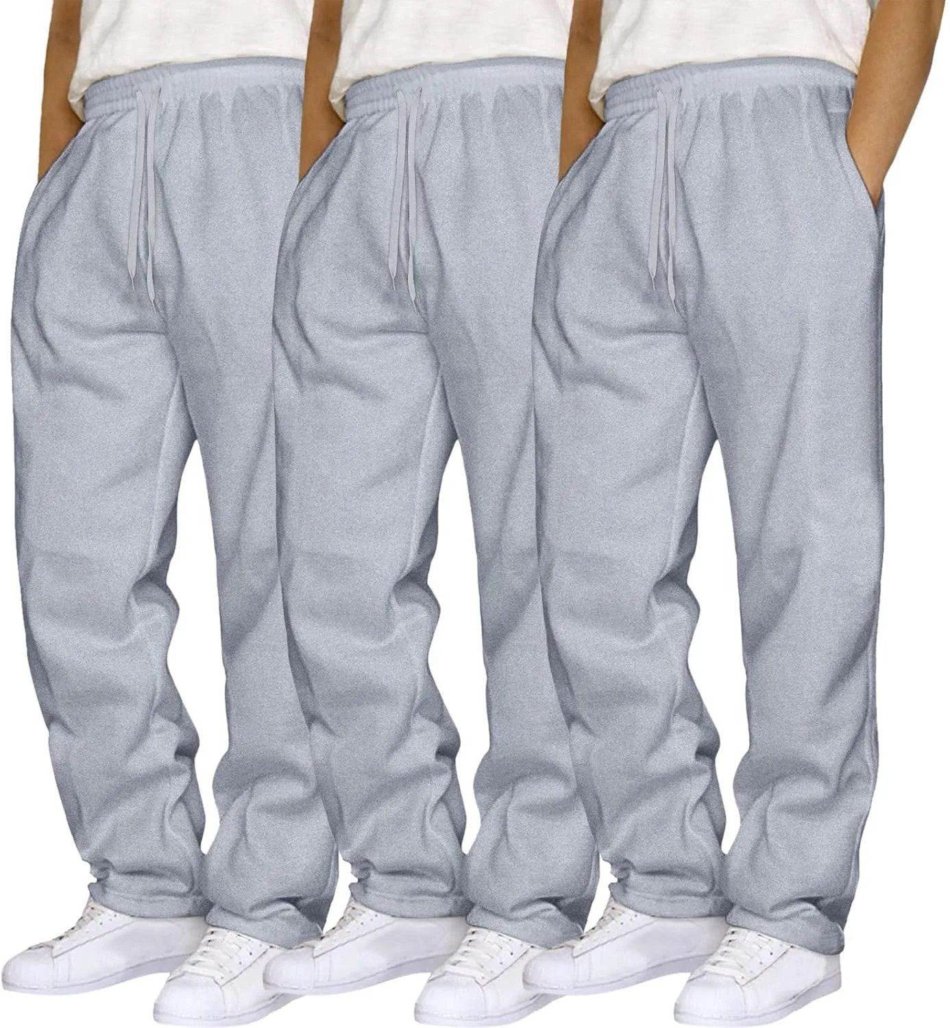 SUWBMHWE Men's Casual Baggy Sweatpants 3 Pack Trousers Heavyweight Fleece Jogger Elastic Waist Drawstring Gym Workout Pants