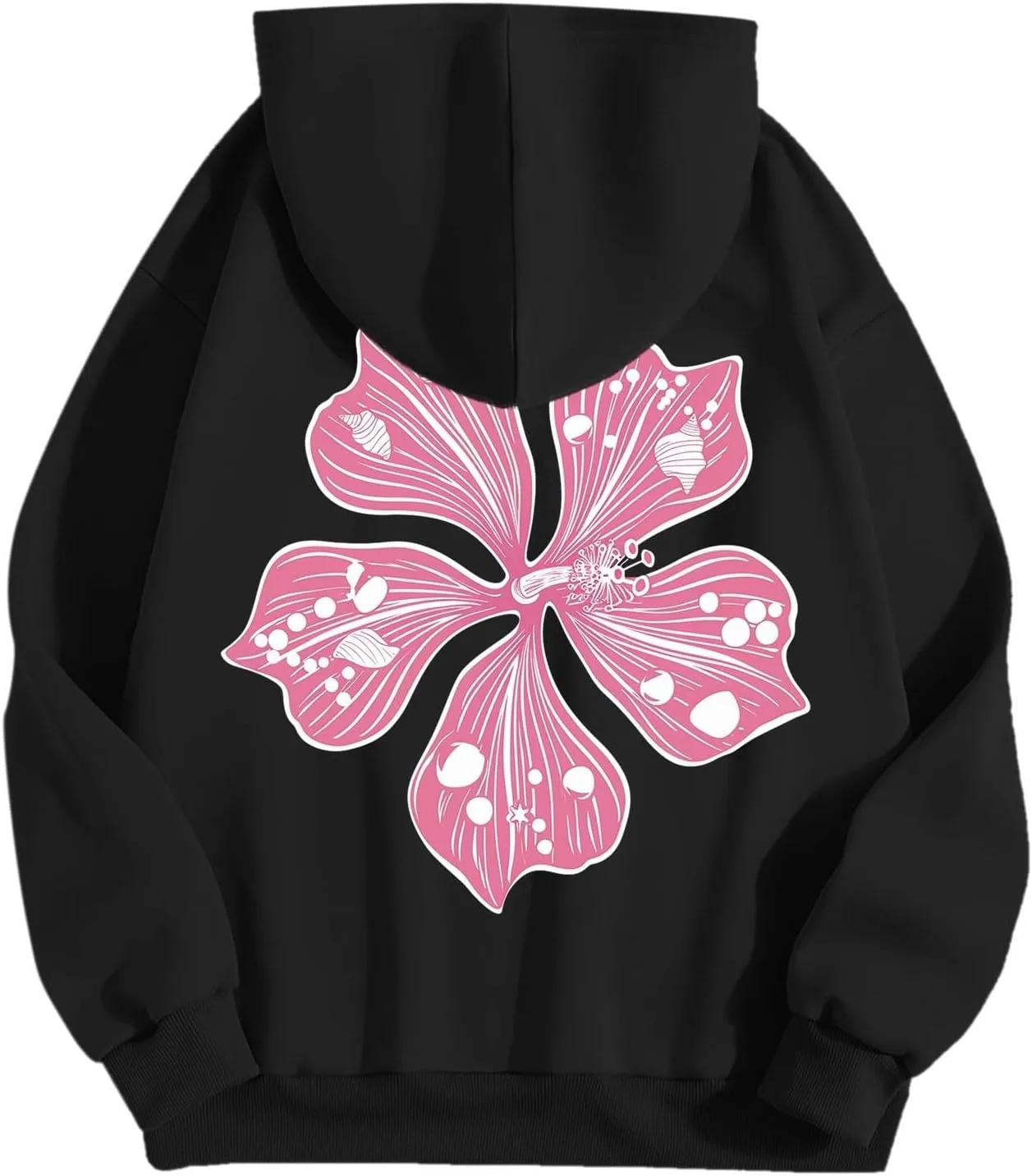Sweatshirt Womens Pink Palm Puff Hoodie Girls Hoodie Cute Print Long Sleeve Graphic Women's Oversized Sweatshirt