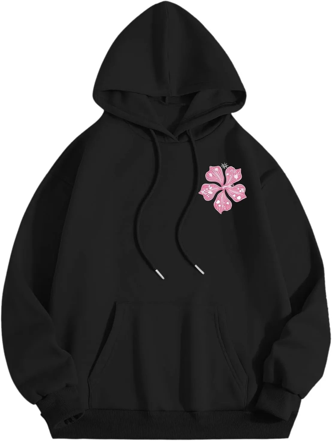 Sweatshirt Womens Pink Palm Puff Hoodie Girls Hoodie Cute Print Long Sleeve Graphic Women's Oversized Sweatshirt