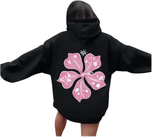 Sweatshirt Womens Pink Palm Puff Hoodie Girls Hoodie Cute Print Long Sleeve Graphic Women's Oversized Sweatshirt