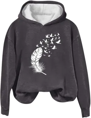 Sweatshirts for Women Trendy Oversized Thicken Fleece Hoodies Casual Warm Long Sleeve Tops Winter Coats