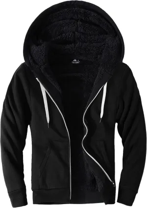 SWISSWELL Men Zip Up Hoodies Sherpa Lined Jacket Heavyweight Fleece Sweatshirt Winter Warm Hooded Coat