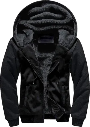 SWISSWELL Men Zip Up Hoodies Sherpa Lined Jacket Heavyweight Fleece Sweatshirt Winter Warm Hooded Coat