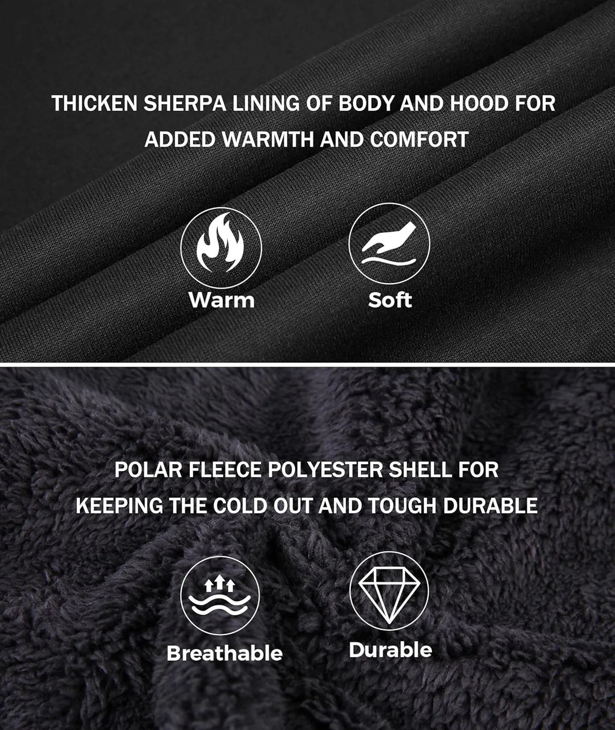 SWISSWELL Men Zip Up Hoodies Sherpa Lined Jacket Heavyweight Fleece Sweatshirt Winter Warm Hooded Coat