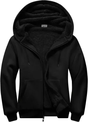 SWISSWELL Men Zip Up Hoodies Sherpa Lined Jacket Heavyweight Fleece Sweatshirt Winter Warm Hooded Coat