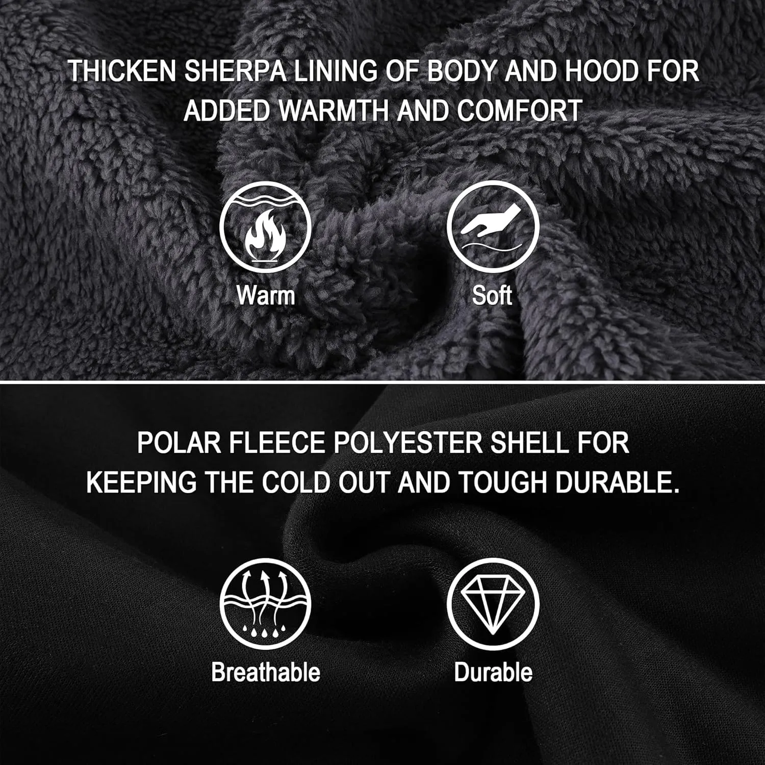 SWISSWELL Men Zip Up Hoodies Sherpa Lined Jacket Heavyweight Fleece Sweatshirt Winter Warm Hooded Coat
