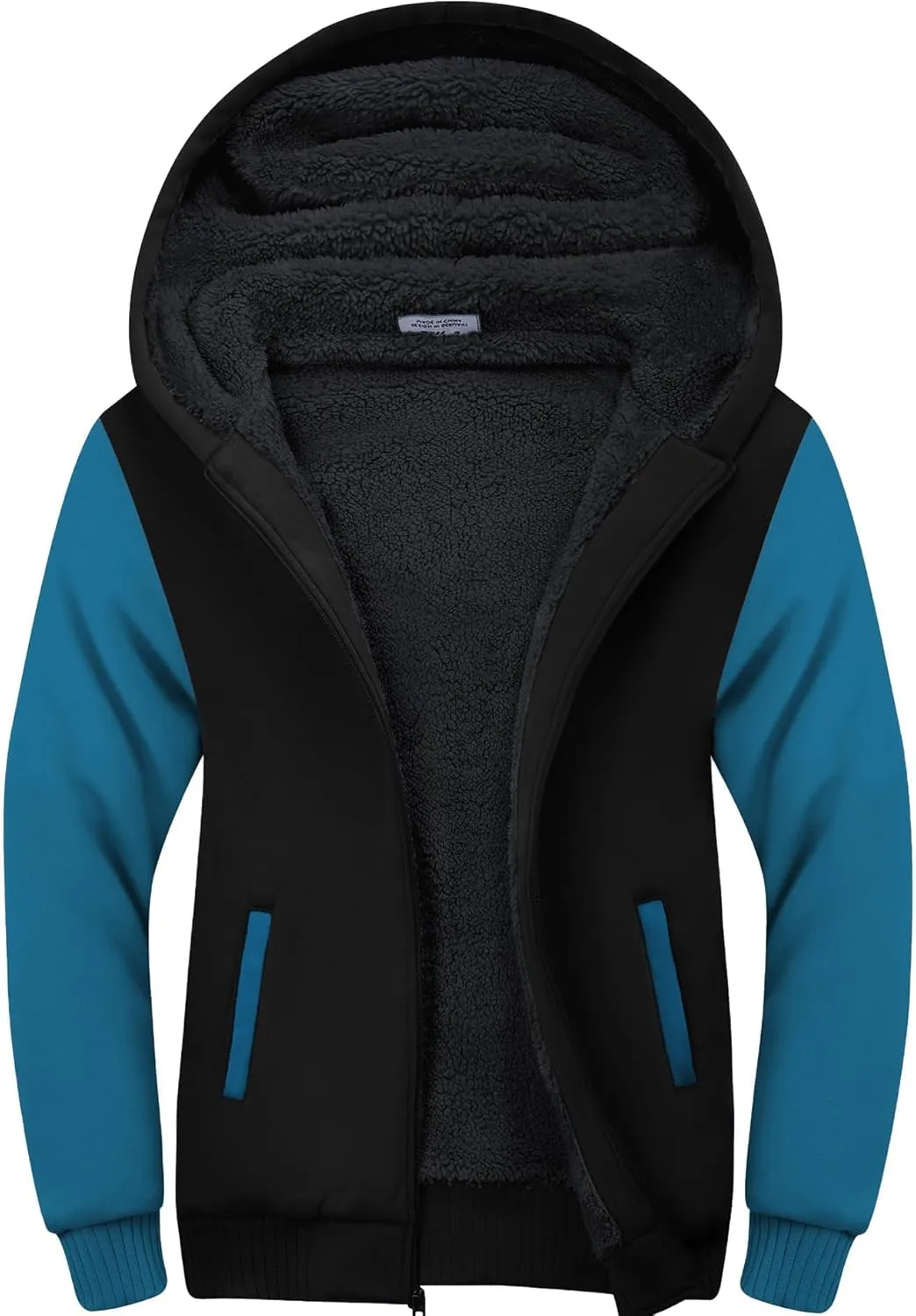 SWISSWELL Men Zip Up Hoodies Sherpa Lined Jacket Heavyweight Fleece Sweatshirt Winter Warm Hooded Coat