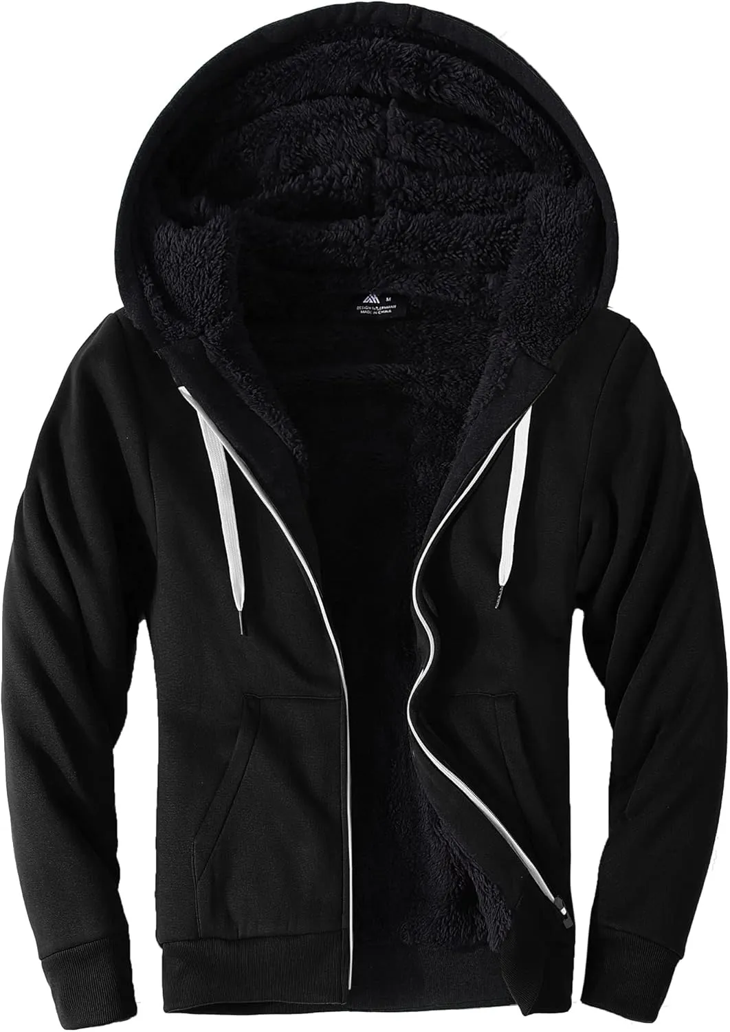 SWISSWELL Men Zip Up Hoodies Sherpa Lined Jacket Heavyweight Fleece Sweatshirt Winter Warm Hooded Coat