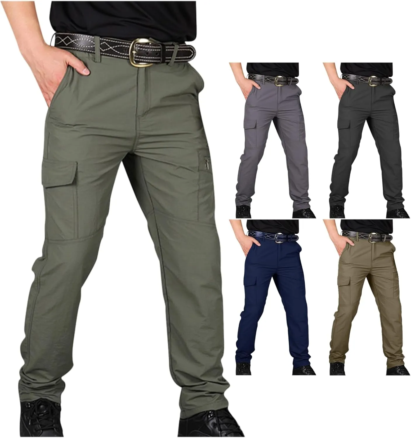 Tactical Cargo Pants for Men Waterproof Ripstop Pants Lightweight Quick Dry Hiking Pants Stretch Waist Work Pants 2025