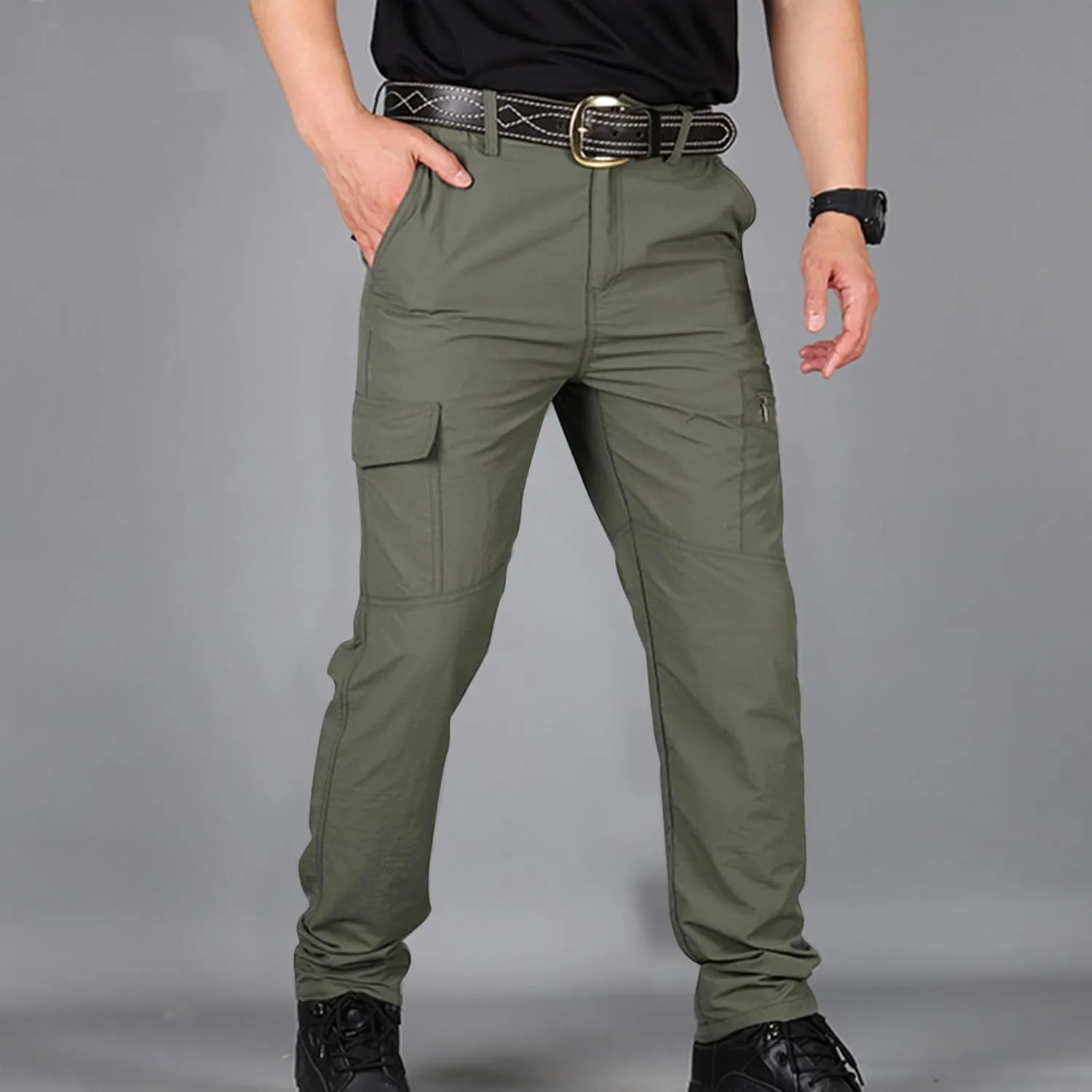 Tactical Cargo Pants for Men Waterproof Ripstop Pants Lightweight Quick Dry Hiking Pants Stretch Waist Work Pants 2025