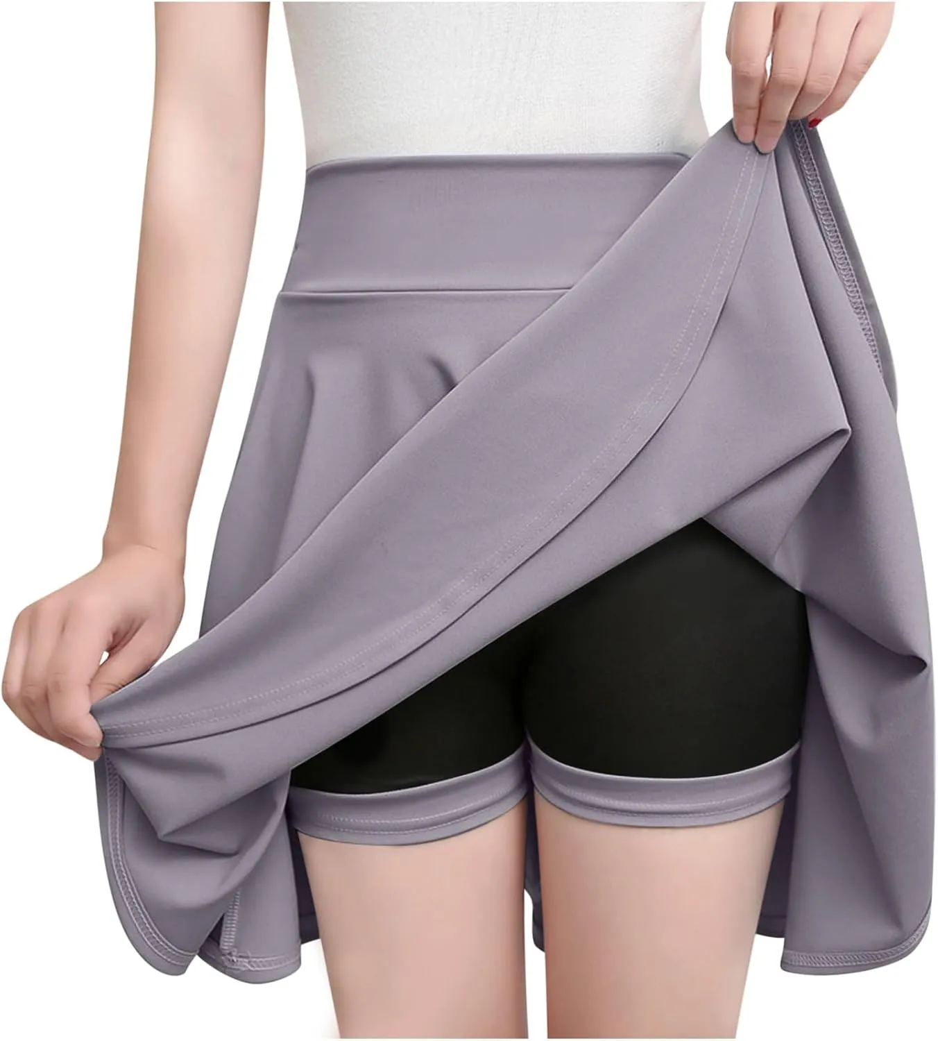 Tennis Skirt Women's Casual Stretchy Flowy Pleated High Waist Mini Skater Skirts Activewear Built-in Shorts