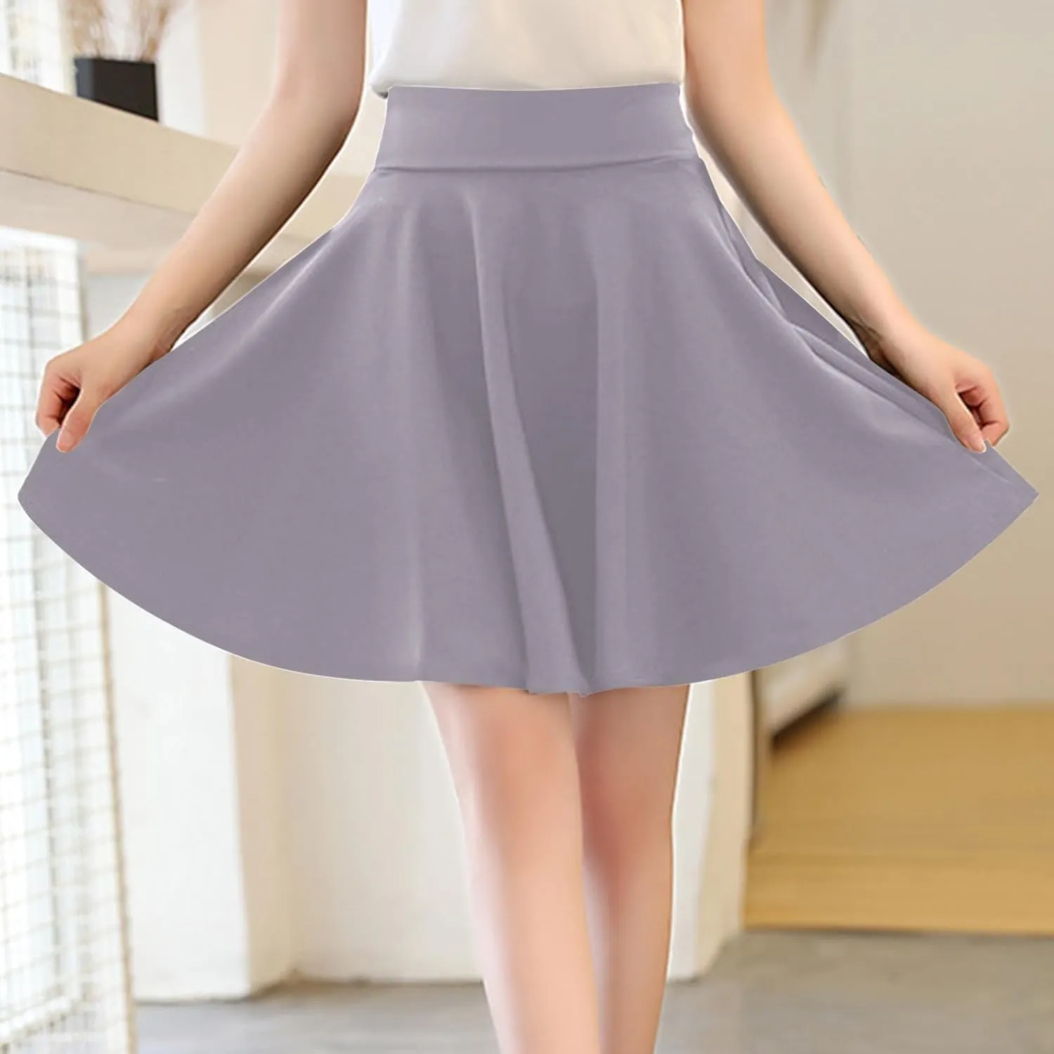 Tennis Skirt Women's Casual Stretchy Flowy Pleated High Waist Mini Skater Skirts Activewear Built-in Shorts